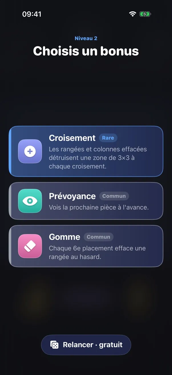 Choisissez un bonus