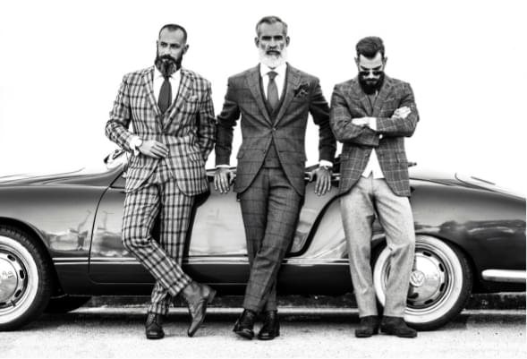 Car and three people